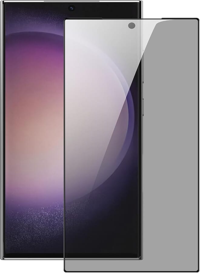 For Samsung Galaxy S24 Ultra Privacy Screen Protector, Fingerprint Unlock, 9H Hardness,Scratch Resistant, Bubble-Free, Case Friendly Tempered Glass Screen for Galaxy S24 Ultra 5G